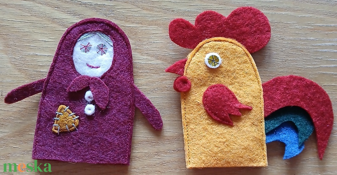 Ujjbábok A kiskakas gyémánt félkrajcárja c. meséhez - játék & sport - bábok - ujjbáb - Meska.hu