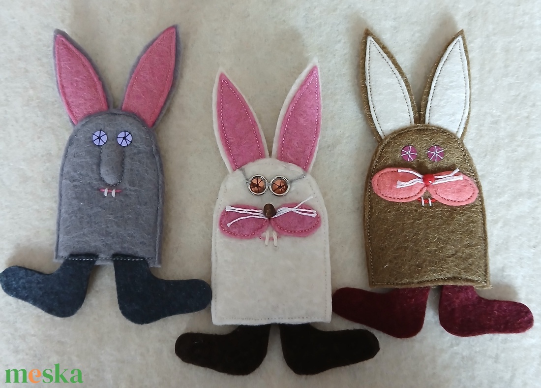 Ujjbábok  a Három nyulak című vershez - játék & sport - bábok - ujjbáb - Meska.hu