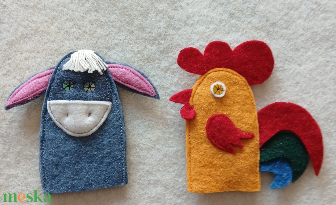 Ujjbábok  a Brémai muzsikusok  című vershez - játék & sport - bábok - ujjbáb - Meska.hu