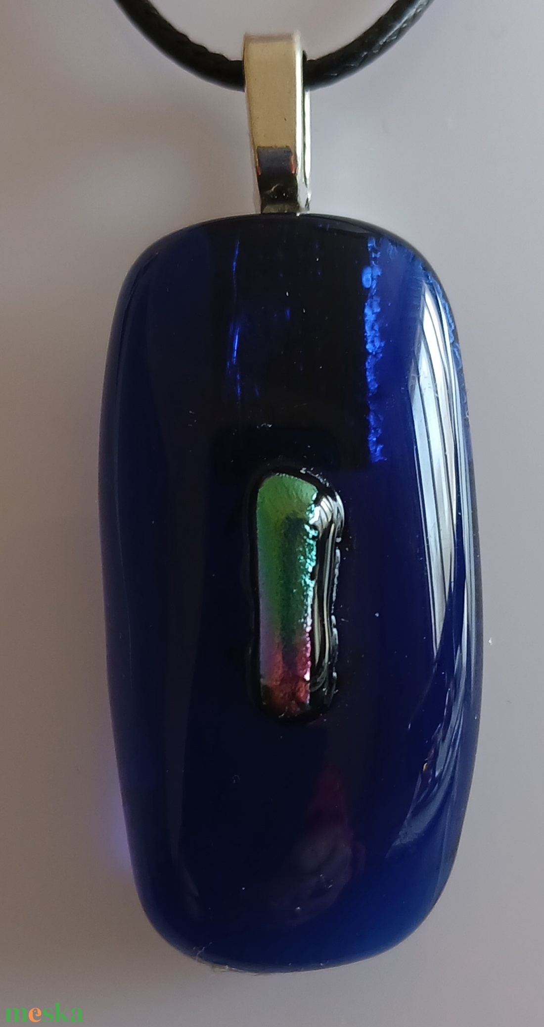 Kék csillogás üvegmedál - ékszer - nyaklánc - medál - Meska.hu