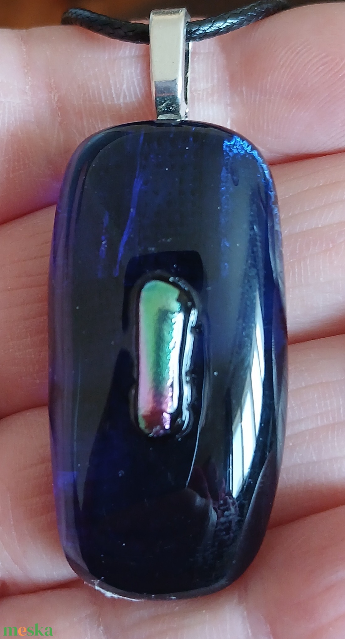 Kék csillogás üvegmedál - ékszer - nyaklánc - medál - Meska.hu