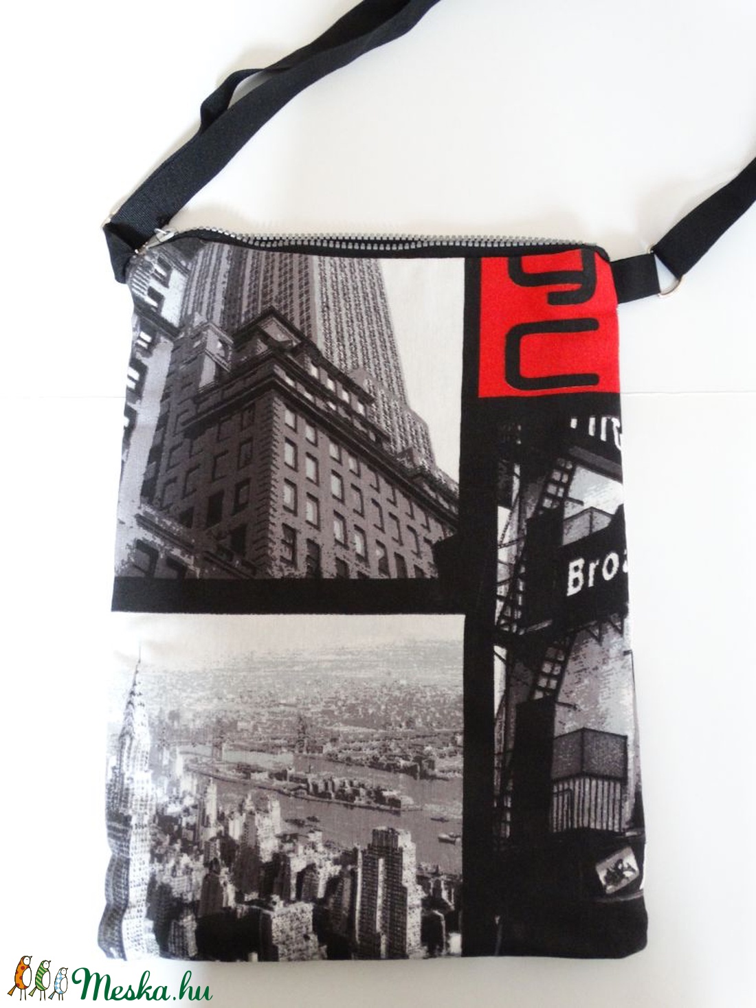 New York oldaltáska - New York válltáska - New York textil táska - Könnyű táska - Átkötős táska fiúknak  - Laptáska -  - Meska.hu