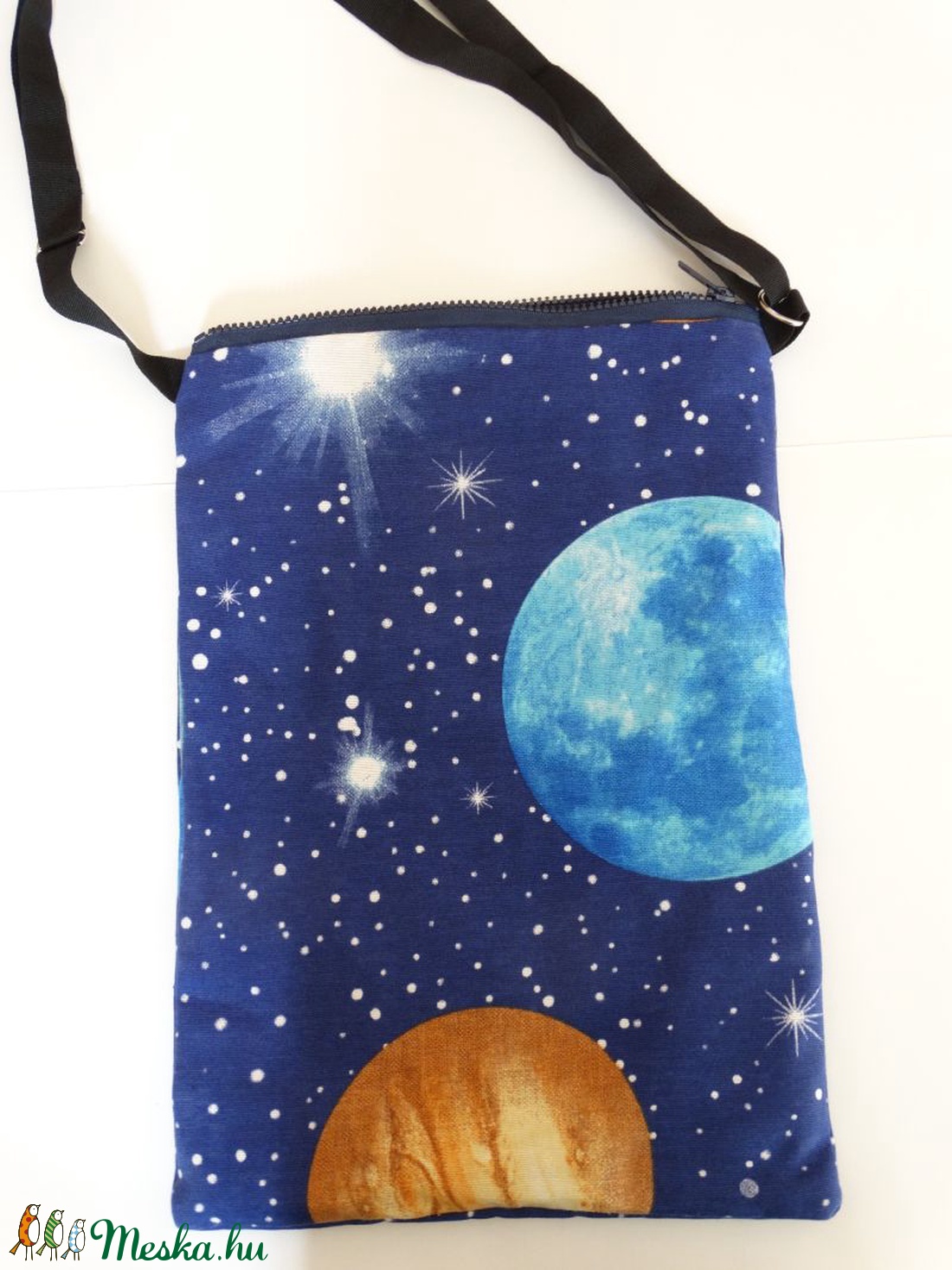 Bolygós oldaltáska / válltáska - Bolygós textil táska - Könnyű táska - Átkötős táska - Világűr Laptáska -  - Meska.hu