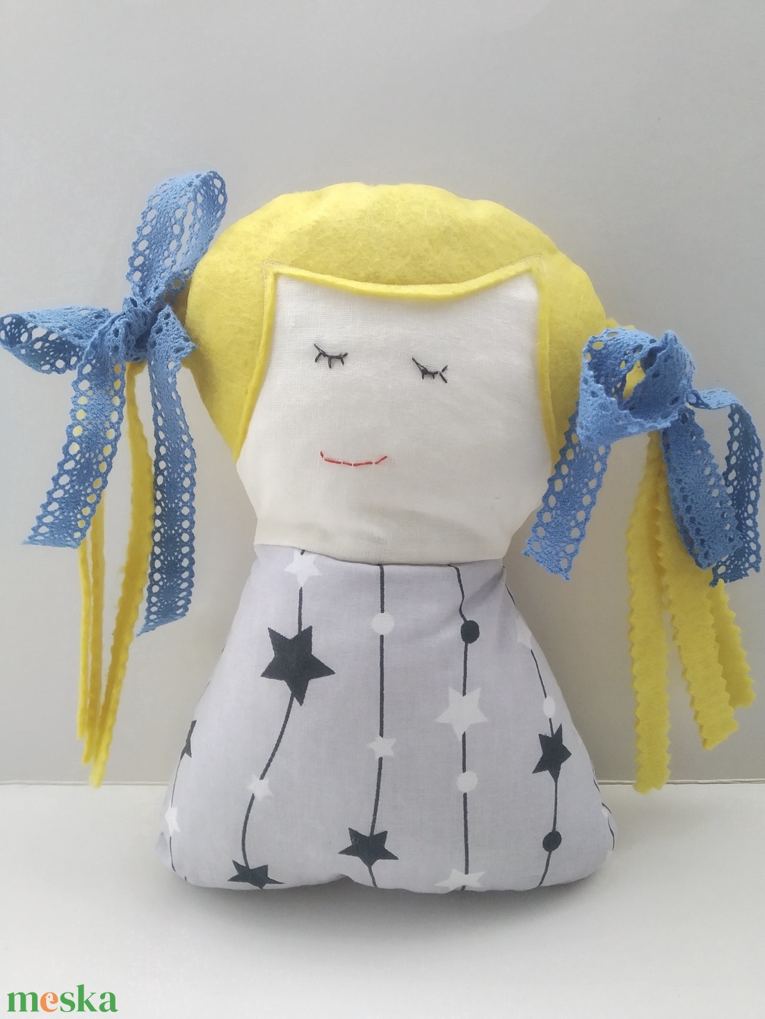 Szőke Tündérlány - Csillaglány - kislány tündér baba - copfos angyal baba - rongybaba - textil baba - Angyal  - játék & sport - baba & babaház - baba - Meska.hu