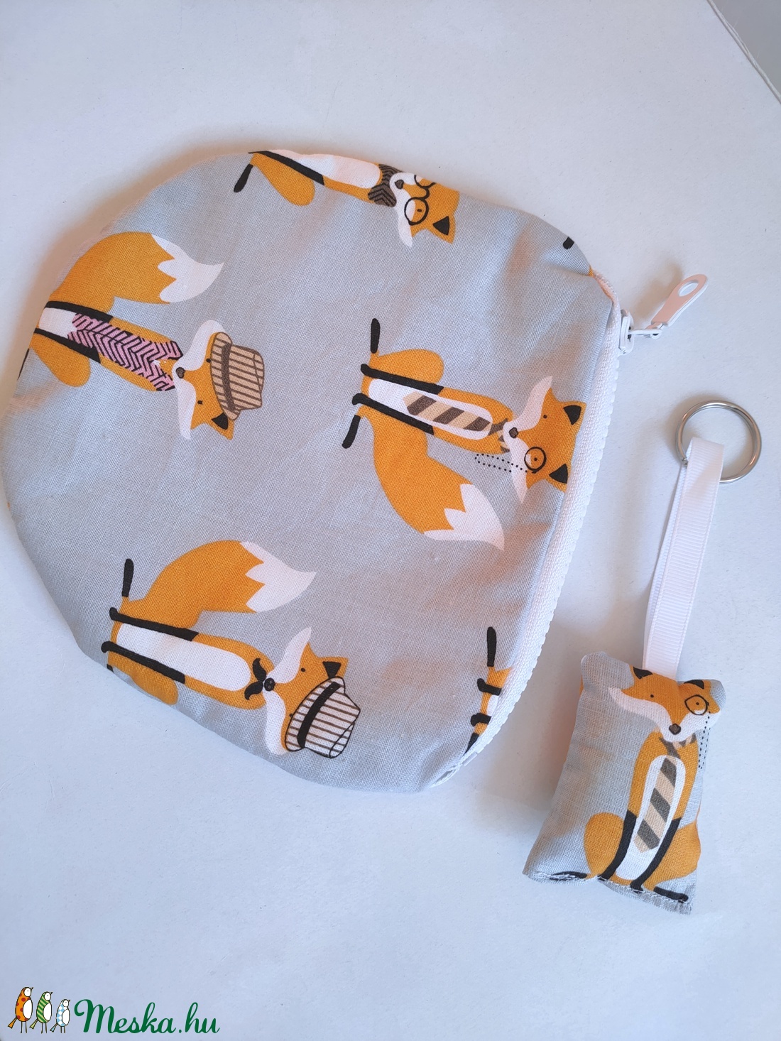 Rókás Pénztárca és kulcstartó szett - Kártyatartó - mini neszesszer - Sminktáska - Kozmetikai táska - Róka mintás tok - táska & tok - pénztárca & más tok - pénztárca - gyerek pénztárca - Meska.hu