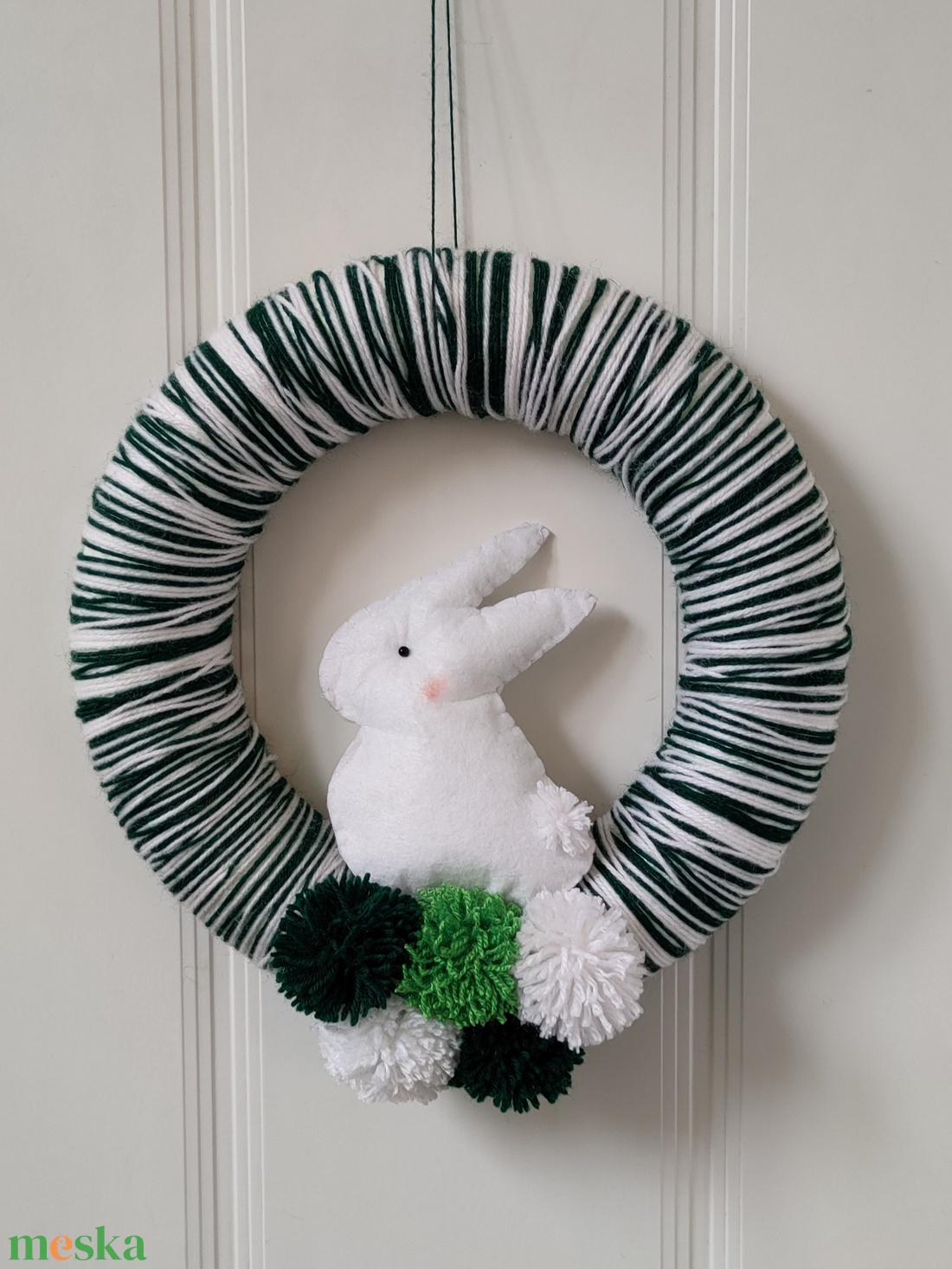 Húsvéti nyuszis ajtódísz - tavaszi koszorú - nyuszis kopogtató - üdvözlő - ajtókopogtató - Húsvéti dekoráció nyuszival - otthon & életmód - dekoráció - ajtó- és ablak dekoráció - ajtódísz & kopogtató - Meska.hu