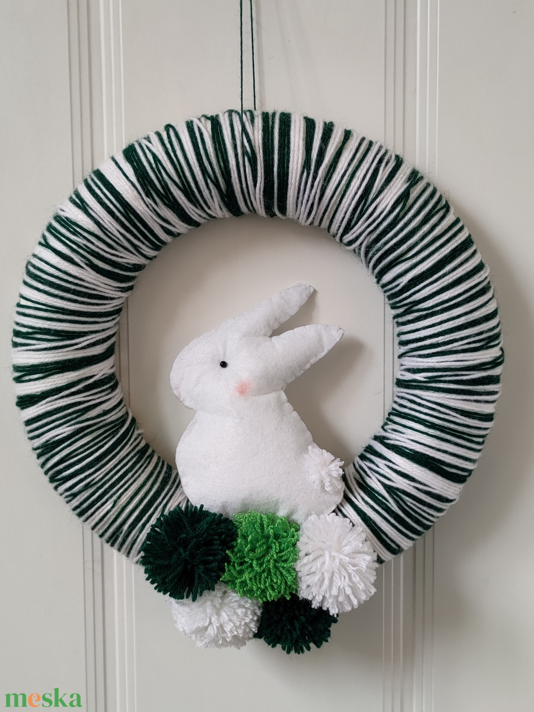 Húsvéti nyuszis ajtódísz - tavaszi koszorú - nyuszis kopogtató - üdvözlő - ajtókopogtató - Húsvéti dekoráció nyuszival - otthon & életmód - dekoráció - ajtó- és ablak dekoráció - ajtódísz & kopogtató - Meska.hu