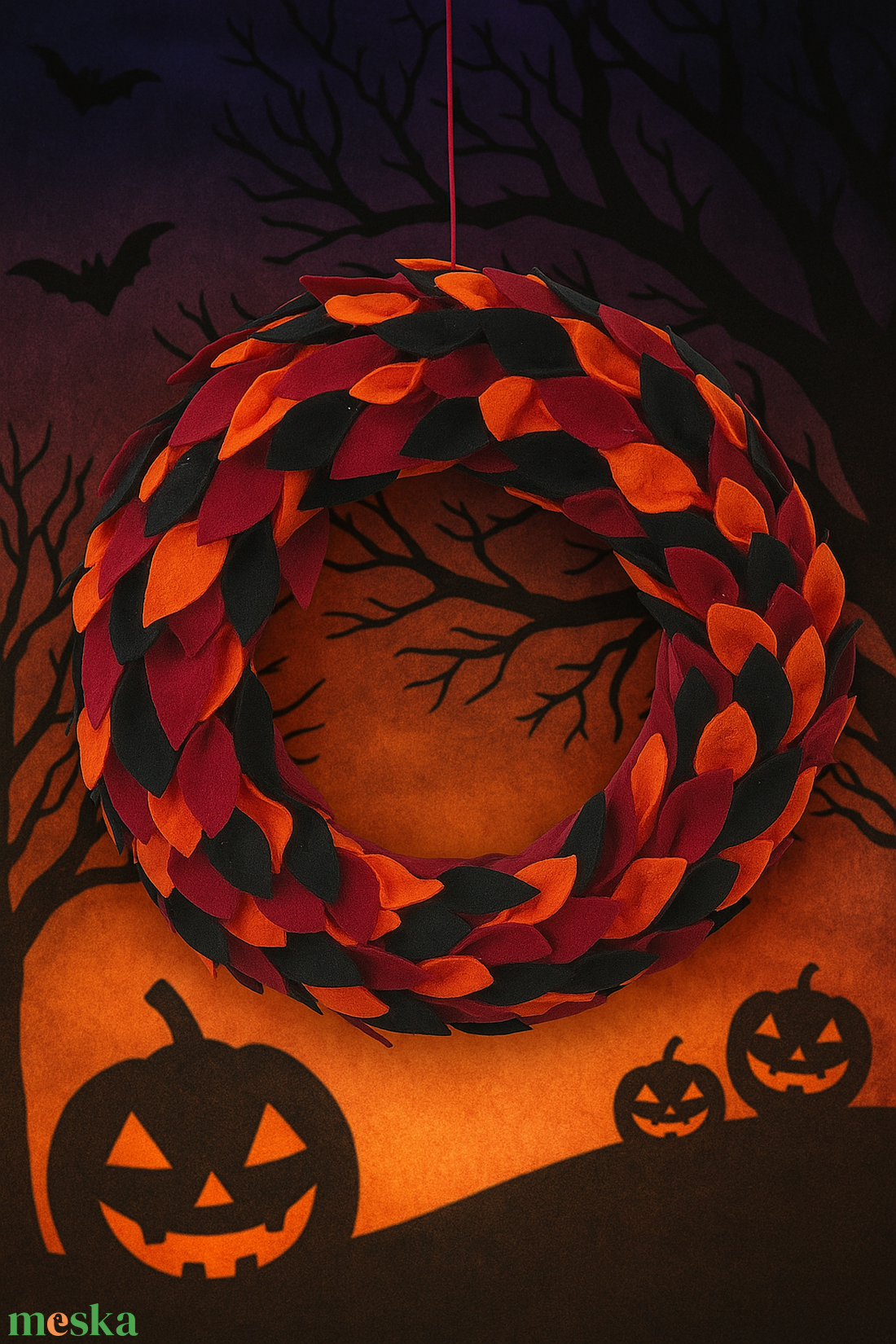 Halloween-i filc koszorú - őszi otthon dekoráció - Halloween ajtódísz - filc levél koszorú - otthon & életmód - dekoráció - halloween - halloweeni ajtódíszek és ablakdíszek - Meska.hu Halloween-i filc koszorú - őszi otthon dekoráció - Halloween ajtódísz - filc levél koszorú - otthon & életmód - dekoráció - halloween - halloweeni ajtódíszek és ablakdíszek - Meska.hu