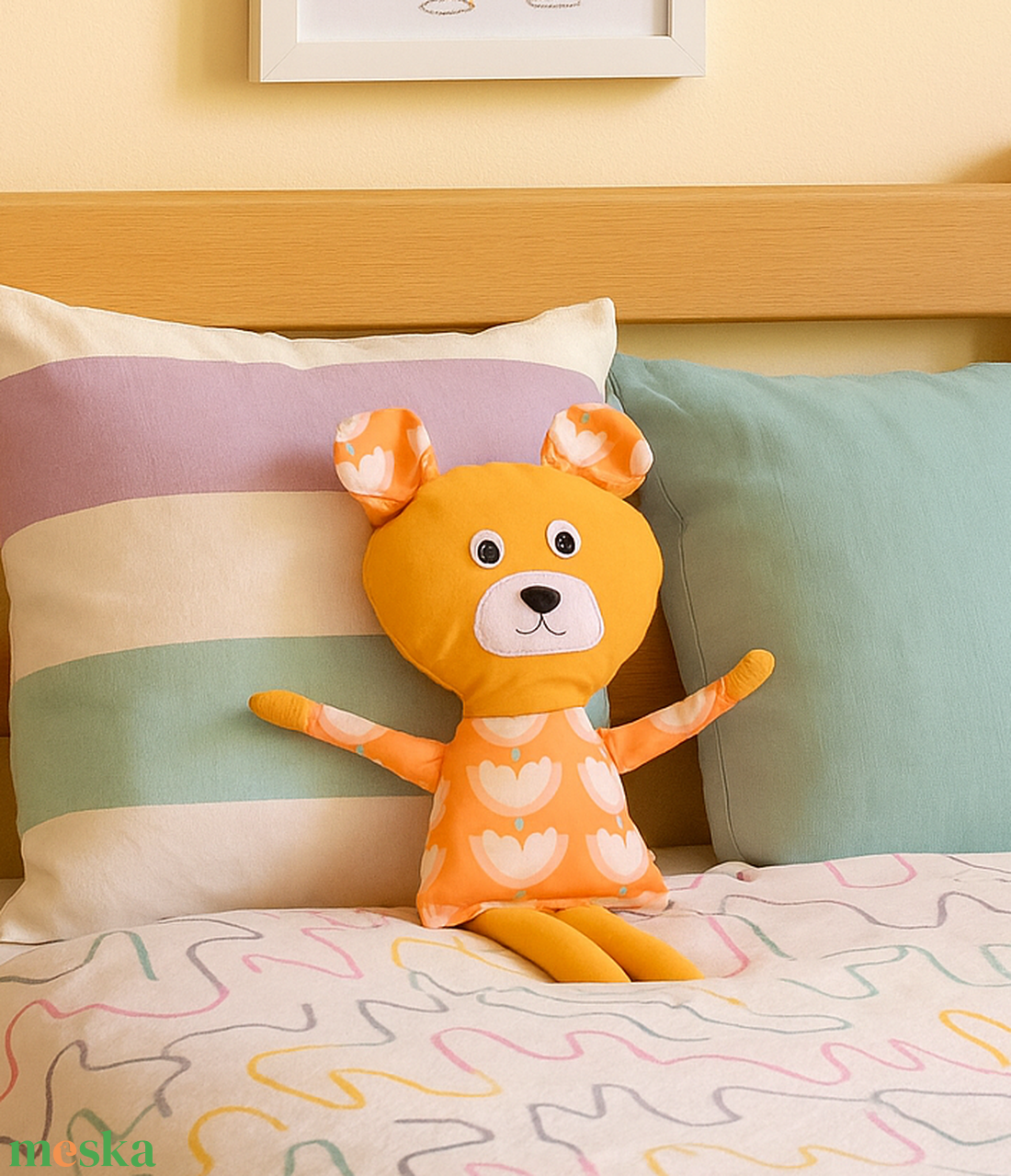 Mackó - Maci virágos ruhában - puha játék állat - sárga kordbársony maci - játék mackó  - játék & sport - plüssállat & játékfigura - maci - Meska.hu