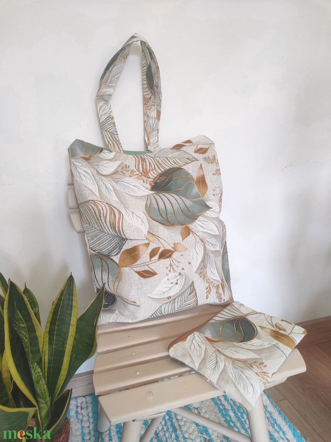 Shopper - Bevásárló táska - levél mintás táska - Ökotáska - Textil táska - tote bag - táska & tok - bevásárlás & shopper táska - shopper, textiltáska, szatyor - Meska.hu