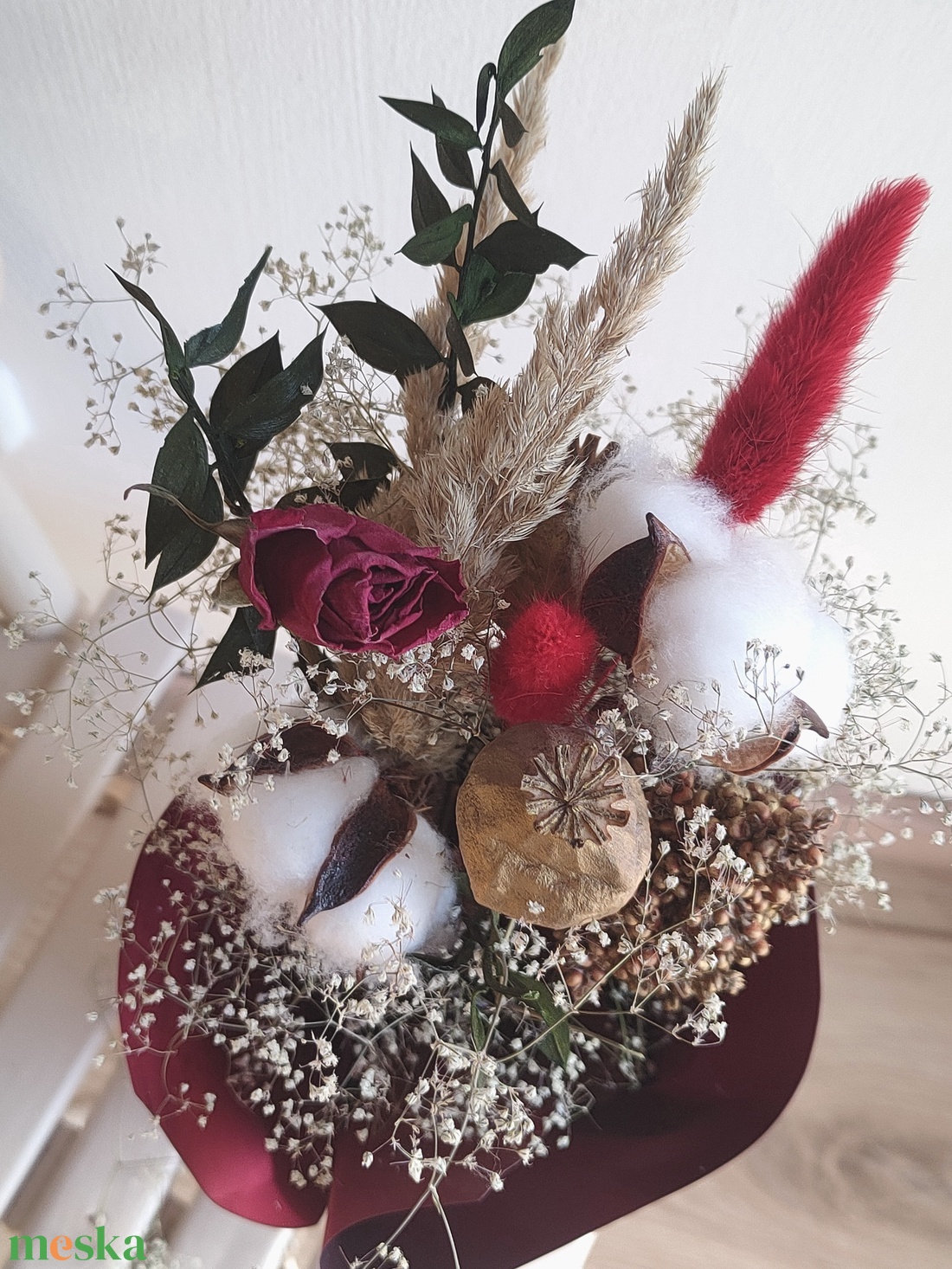 Karácsonyi szárazvirágos csokor - boho téli virágcsokor - igazi növényekkel - valódi szárított virág csokor  - otthon & életmód - dekoráció - virágdísz és tartó - csokor & virágdísz - Meska.hu