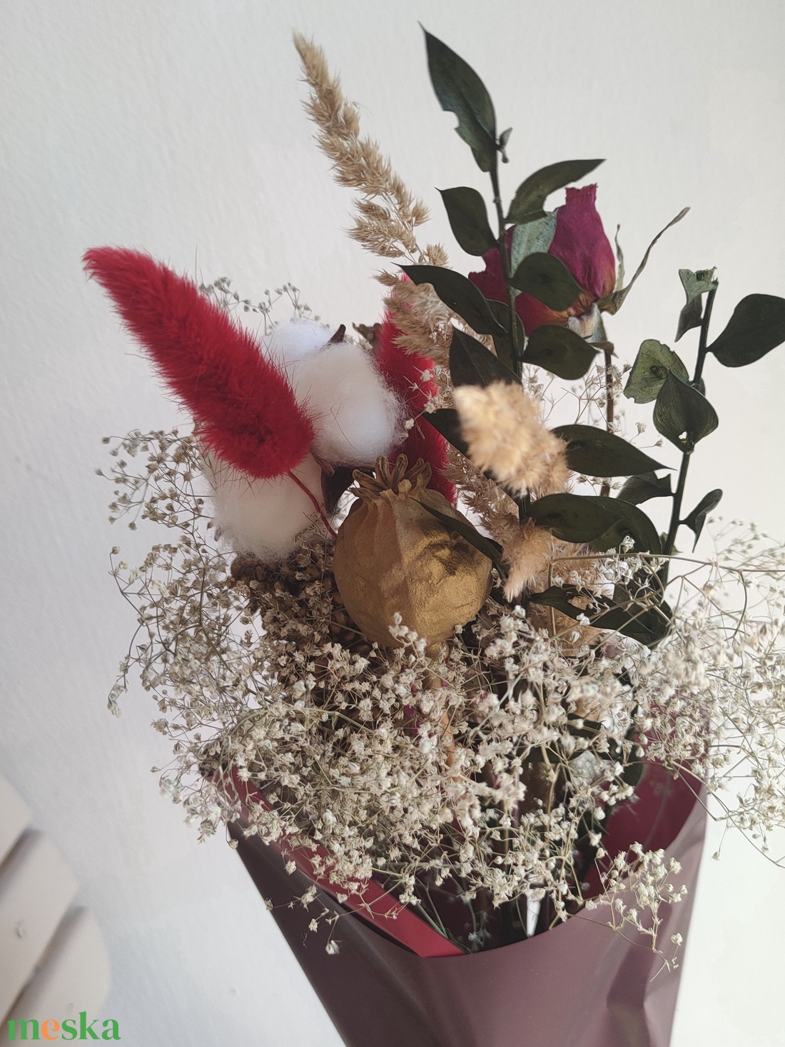 Karácsonyi szárazvirágos csokor - boho téli virágcsokor - igazi növényekkel - valódi szárított virág csokor  - otthon & életmód - dekoráció - virágdísz és tartó - csokor & virágdísz - Meska.hu