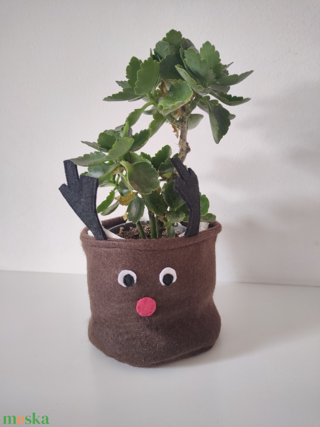 Rénszarvas kaspó - filc kaspó takaró kosárka - állatos tároló - gyerekszobai dekoráció - karácsonyi kosár - puha kaspó  - karácsony - karácsonyi lakásdekoráció - karácsonyi lakásdíszek - Meska.hu