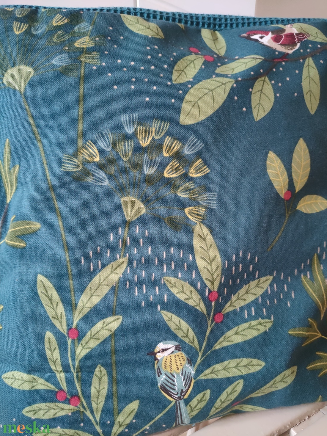 Madárkás párnahuzat - Madaras díszpárna huzat - Téli párna huzat madarakkal - Madár mintás párna - otthon & életmód - lakástextil - párna & párnahuzat - díszpárnahuzat - Meska.hu