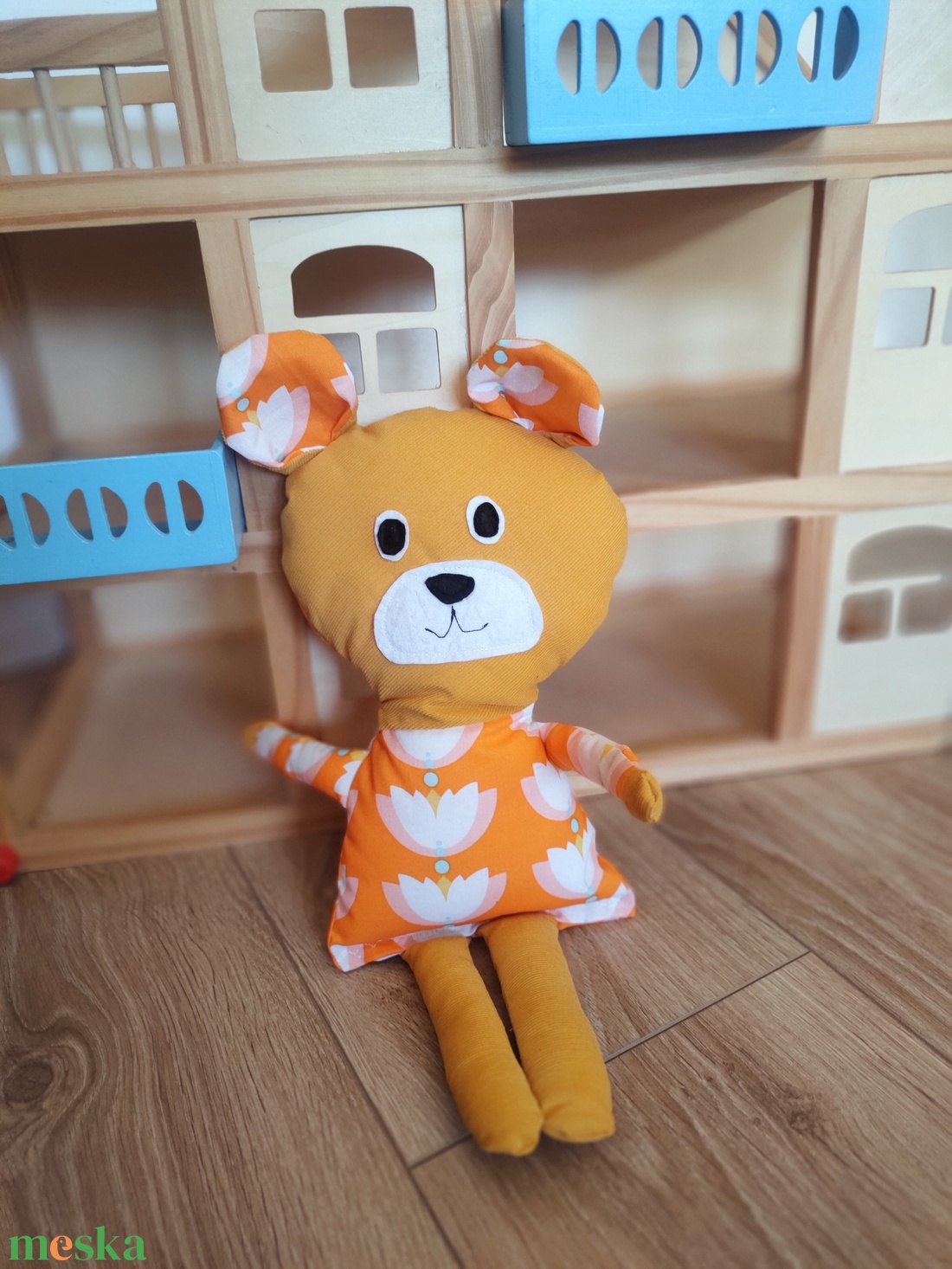 Mackó - Maci virágos ruhában - puha játék állat - sárga kordbársony maci - játék mackó  - játék & sport - plüssállat & játékfigura - maci - Meska.hu