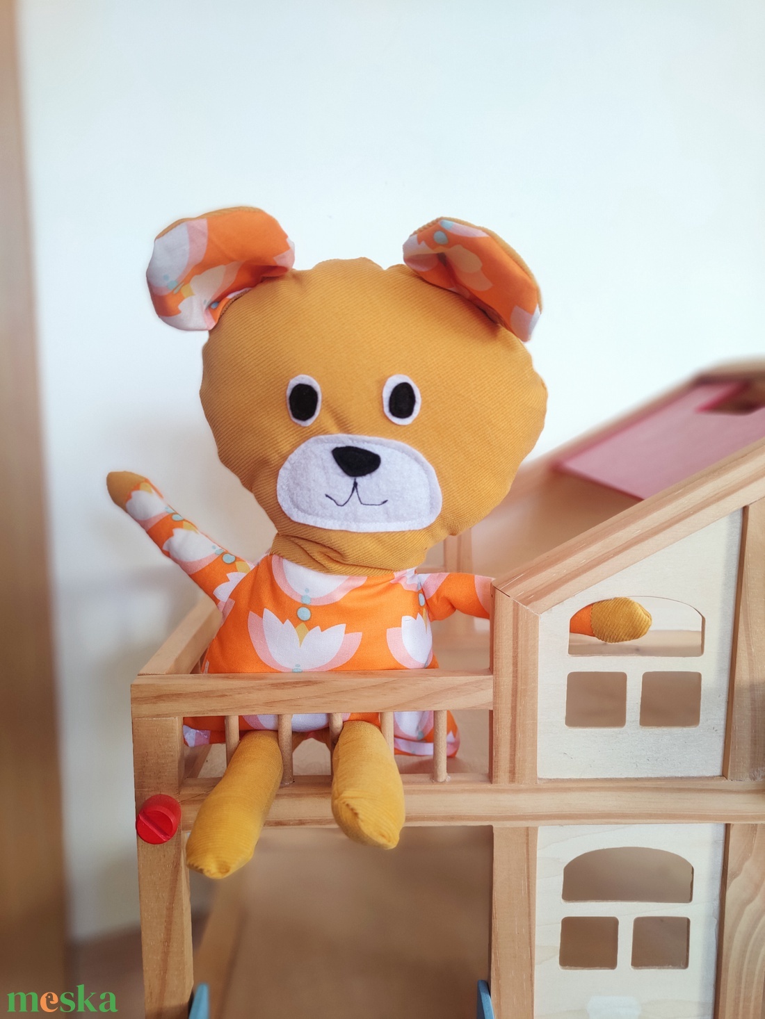 Mackó - Maci virágos ruhában - puha játék állat - sárga kordbársony maci - játék mackó  - játék & sport - plüssállat & játékfigura - maci - Meska.hu