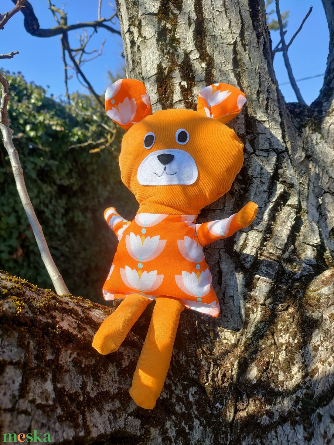 Mackó - Maci virágos ruhában - puha játék állat - sárga kordbársony maci - játék mackó  - játék & sport - plüssállat & játékfigura - maci - Meska.hu