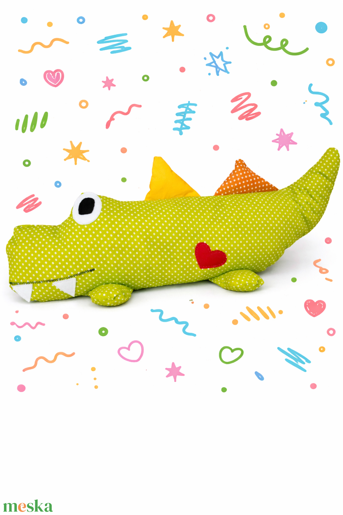 Krokodil figura szívvel - Krokodil párna - Krokodilos Textil játék - Textil figura szívvel  - játék & sport - plüssállat & játékfigura - más figura - Meska.hu