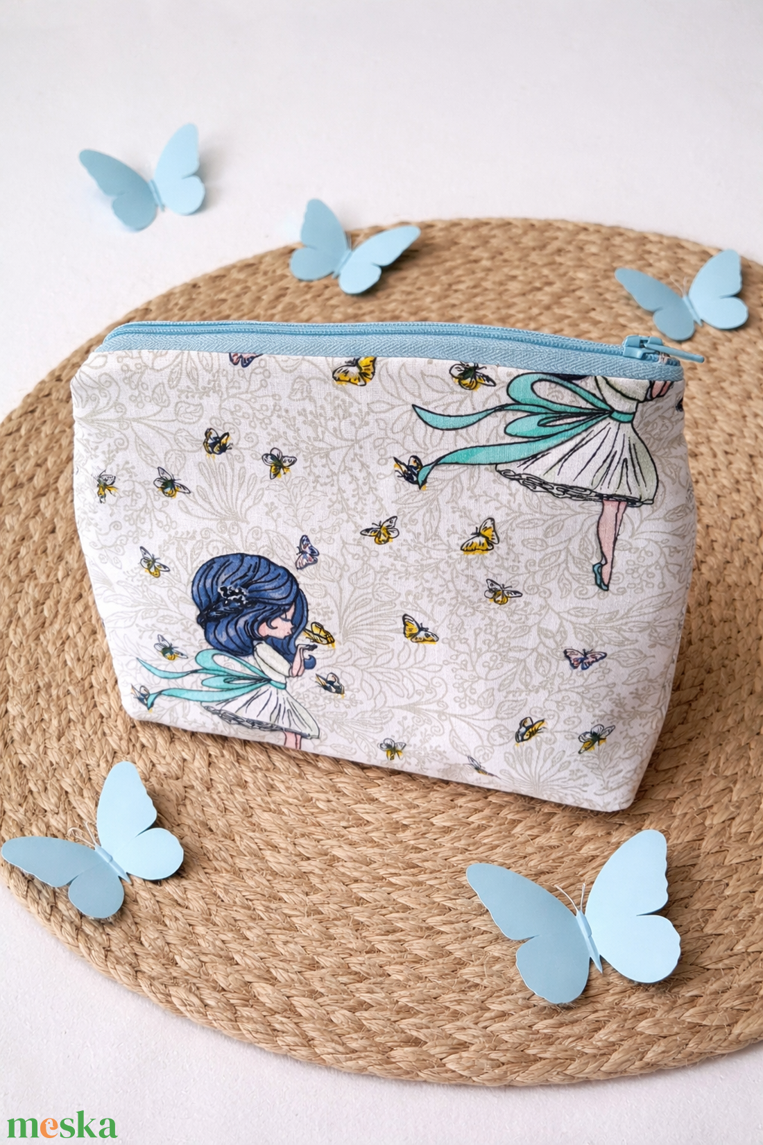 Tündéres neszesszer - textil pénztárca tündér mintával - lapos neszeszer - textil ajándék lányoknak  - táska & tok - neszesszer - Meska.hu