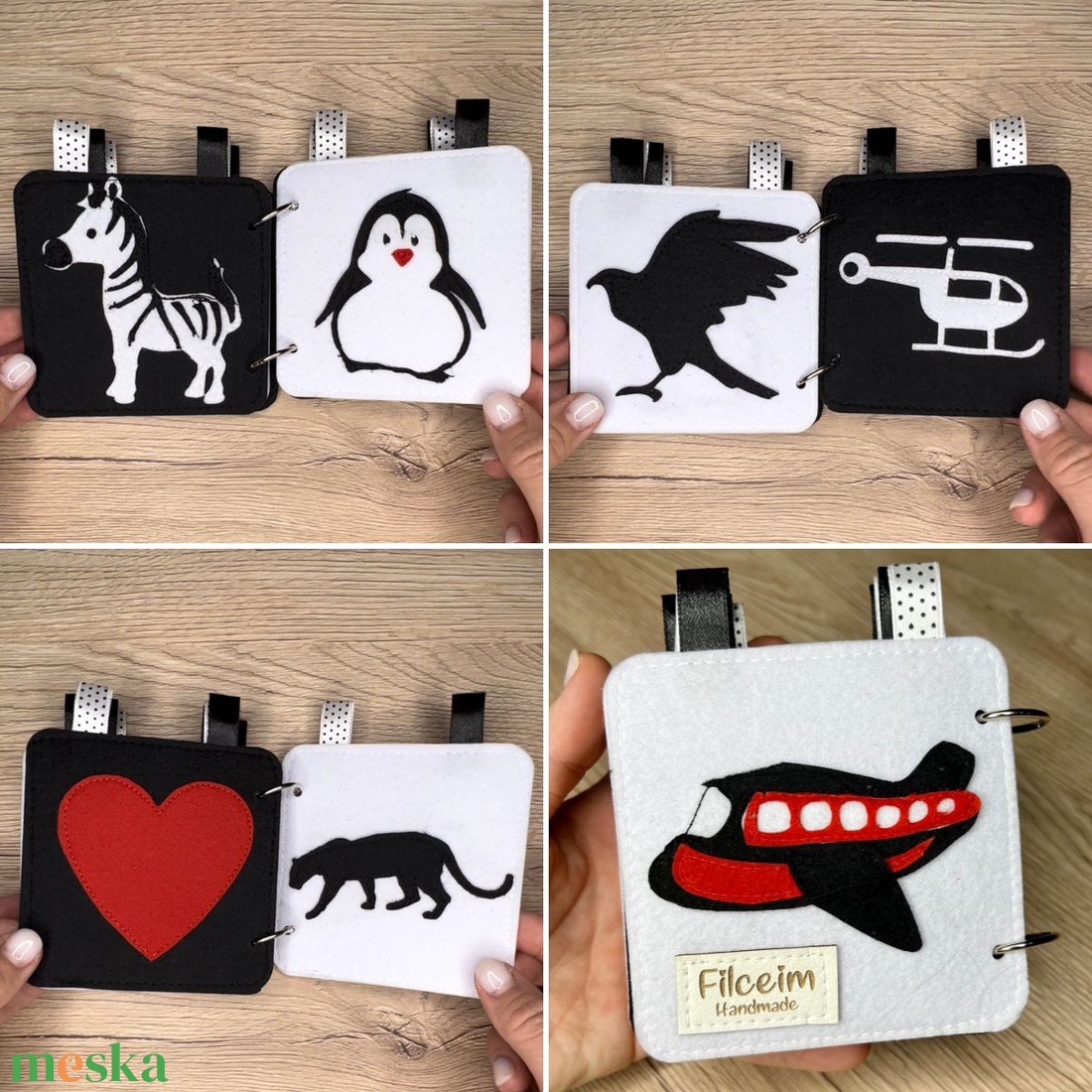 Kontrasztos kártya, amely könyvvé alakítható, babakocsira, kiságyra is rakható, újszülött látogató ajándéknak   - játék & sport - babalátogató ajándékcsomag - Meska.hu