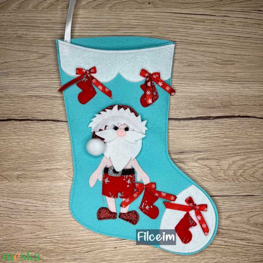 Filc mikulás csizma mókás Mikulással - karácsony - mikulás - mikulás csizma és zokni - Meska.hu