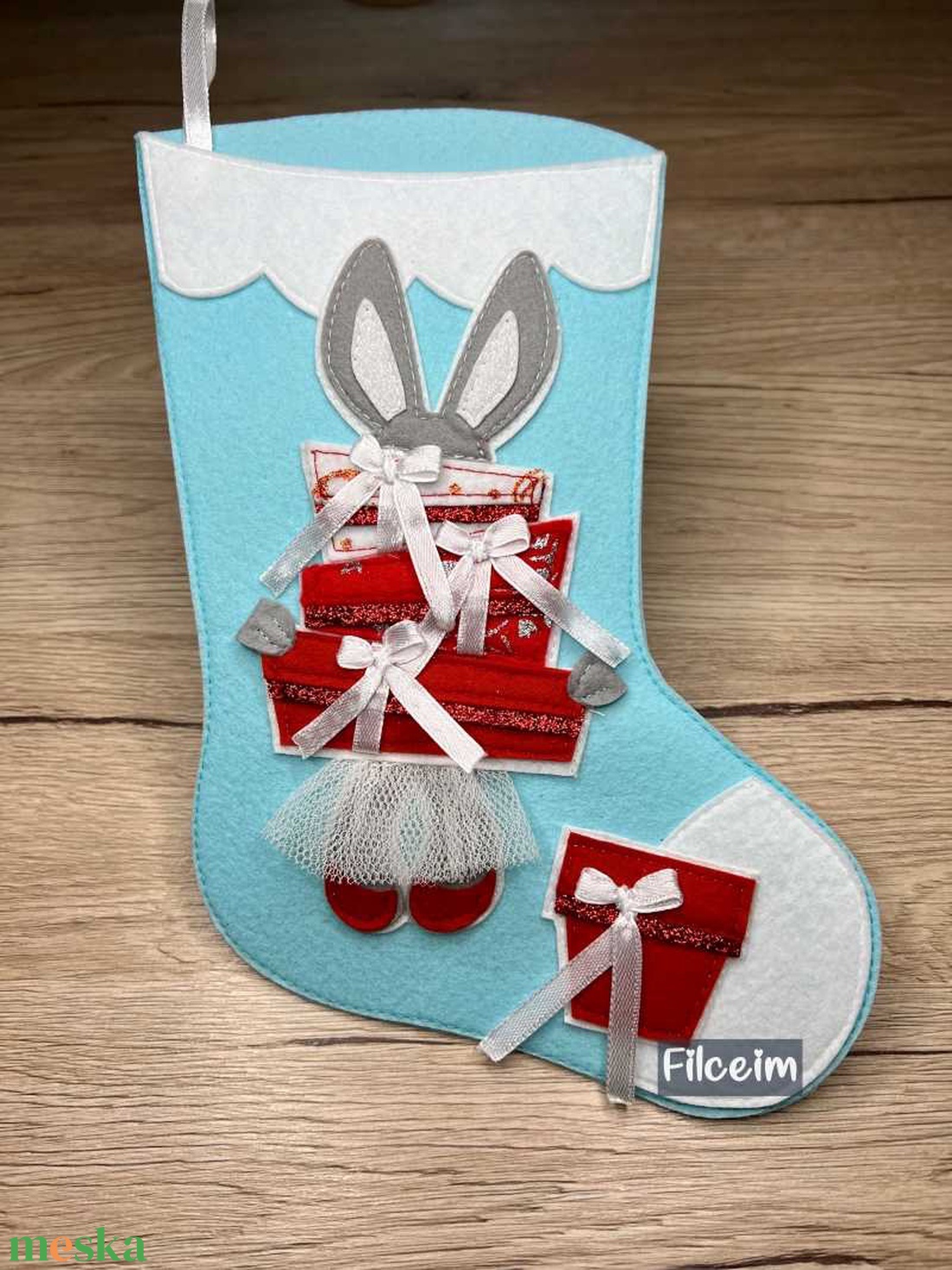 Filc Karácsonyi Zokni - karácsony - mikulás - mikulás csizma és zokni - Meska.hu