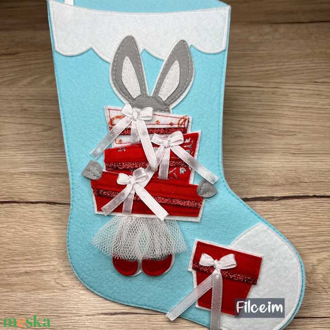 Filc Karácsonyi Zokni - karácsony - mikulás - mikulás csizma és zokni - Meska.hu