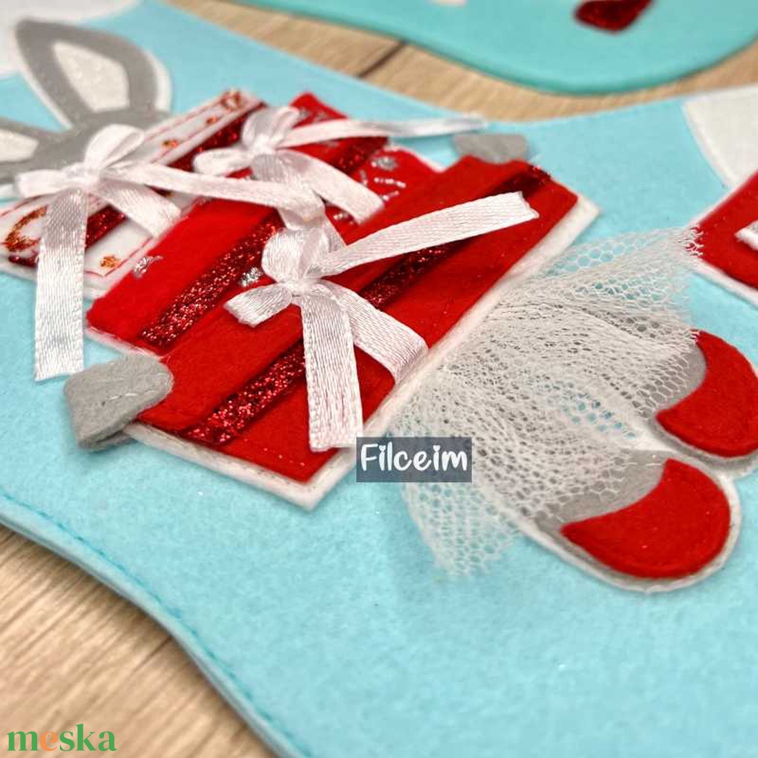 Filc Karácsonyi Zokni - karácsony - mikulás - mikulás csizma és zokni - Meska.hu