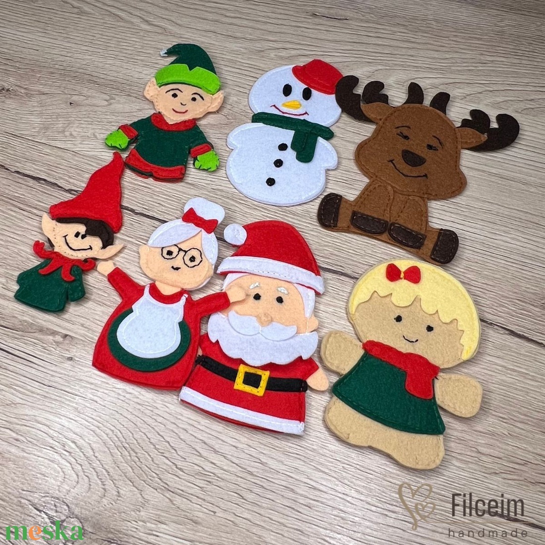 DIY Csináld magad - Mikulás és barátai ujjbáb filc készlet - Alkoss saját mesés figurákat - diy (csináld magad) - egységcsomag - Meska.hu