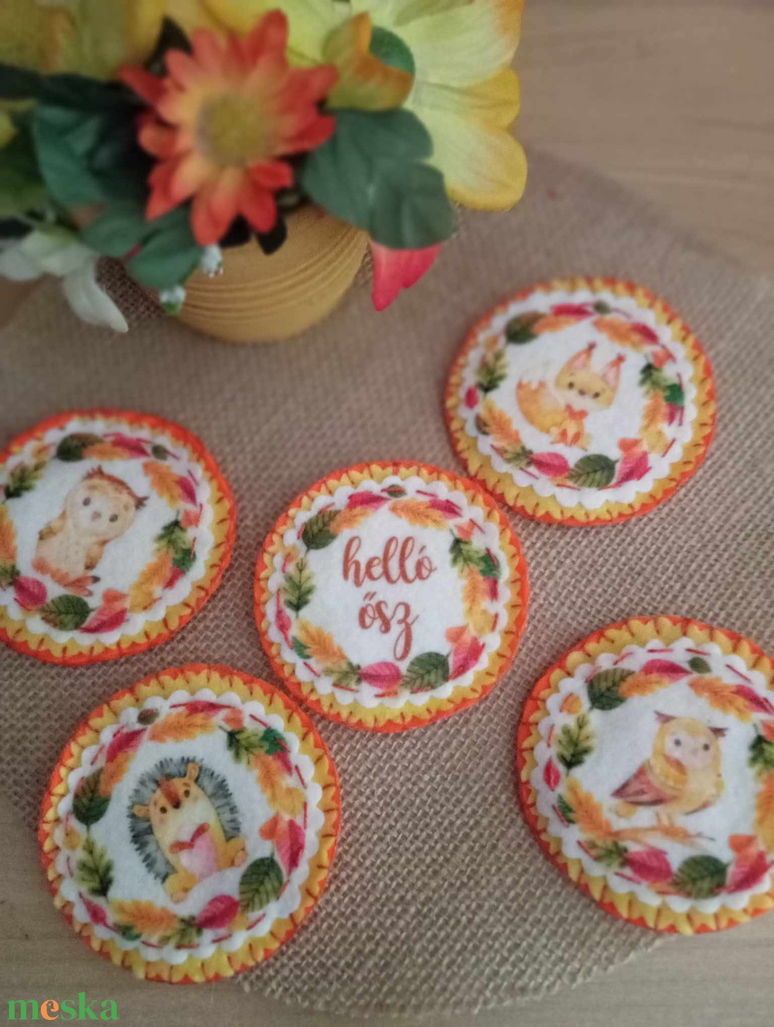 Őszi hangulatú hűtőmágnes-Bagoly 2. - otthon & életmód - konyhafelszerelés, tálalás - konyhai dekoráció - hűtőmágnes - Meska.hu