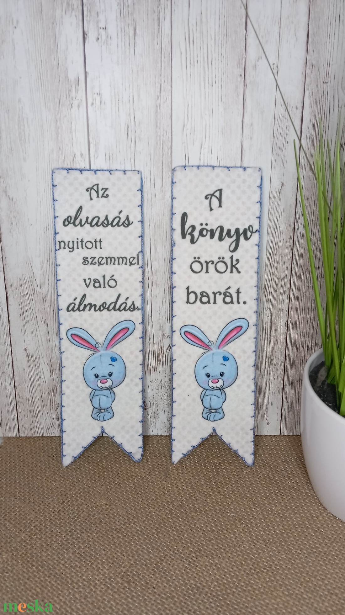 Nyuszis könyvjelző szett- kék - könyv & zene - könyvjelző - Meska.hu