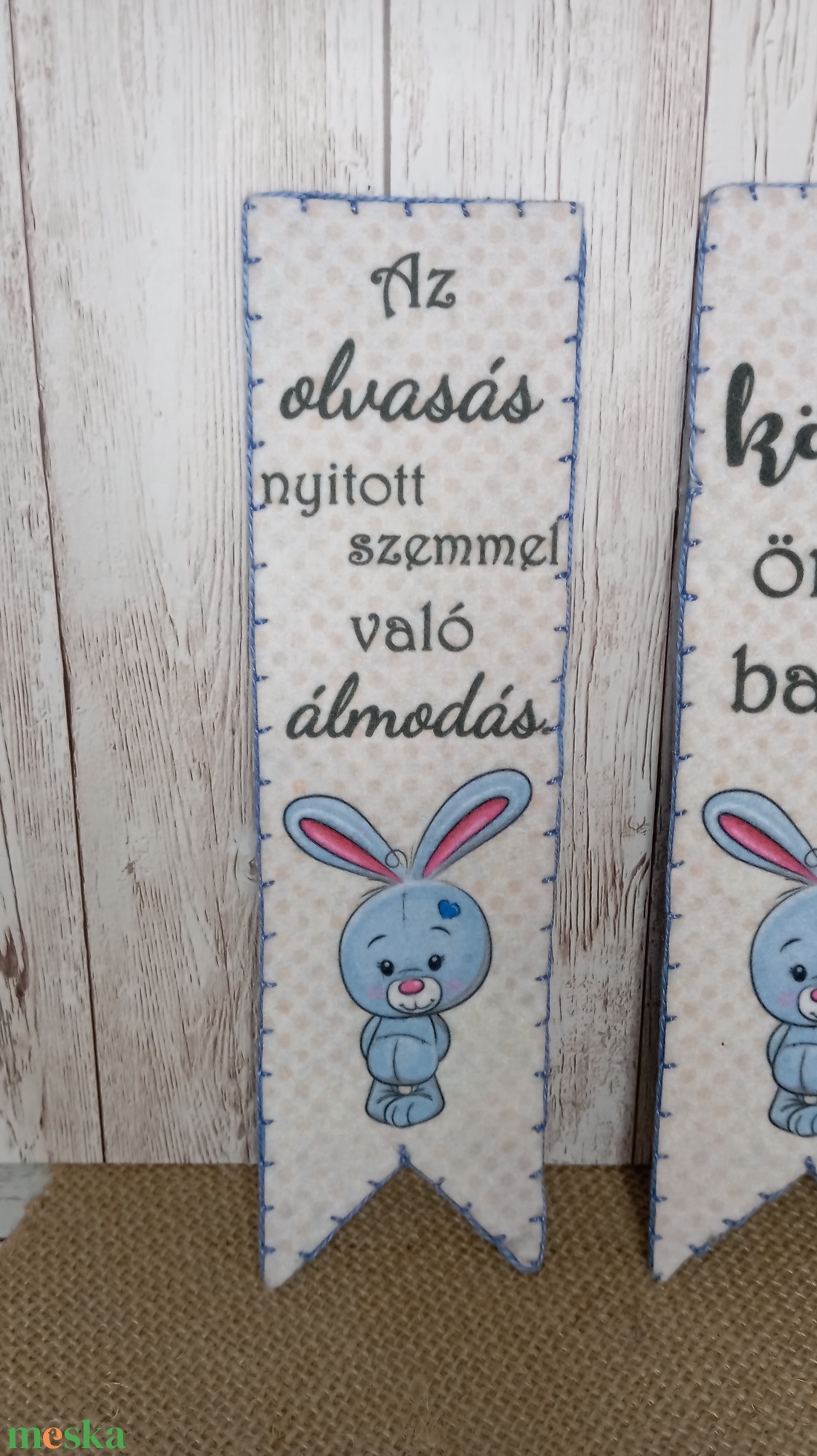 Nyuszis könyvjelző szett- kék - könyv & zene - könyvjelző - Meska.hu