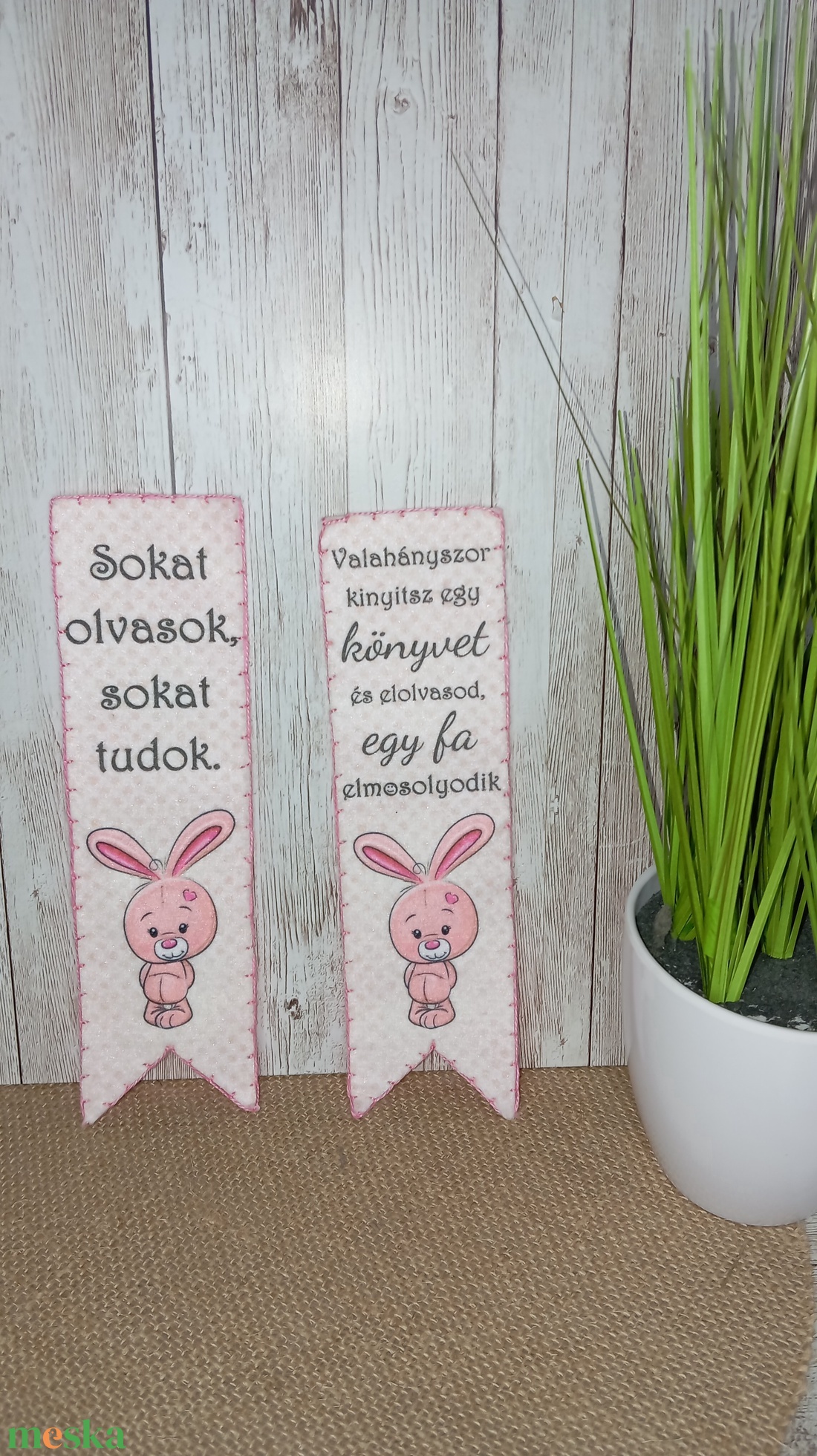 Nyuszis könyvjelző szett rózsaszín  - könyv & zene - könyvjelző - Meska.hu