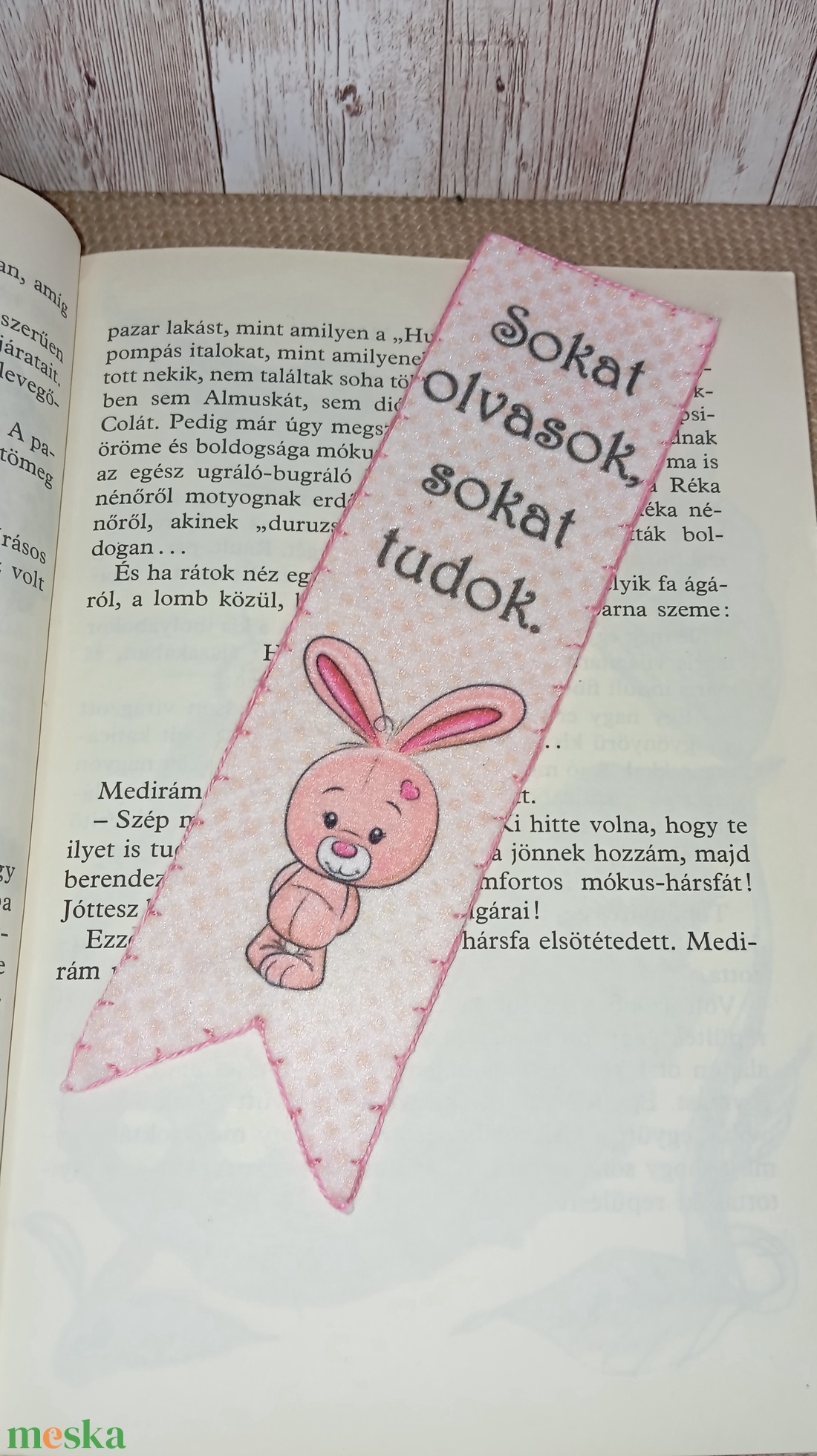 Nyuszis könyvjelző szett rózsaszín  - könyv & zene - könyvjelző - Meska.hu