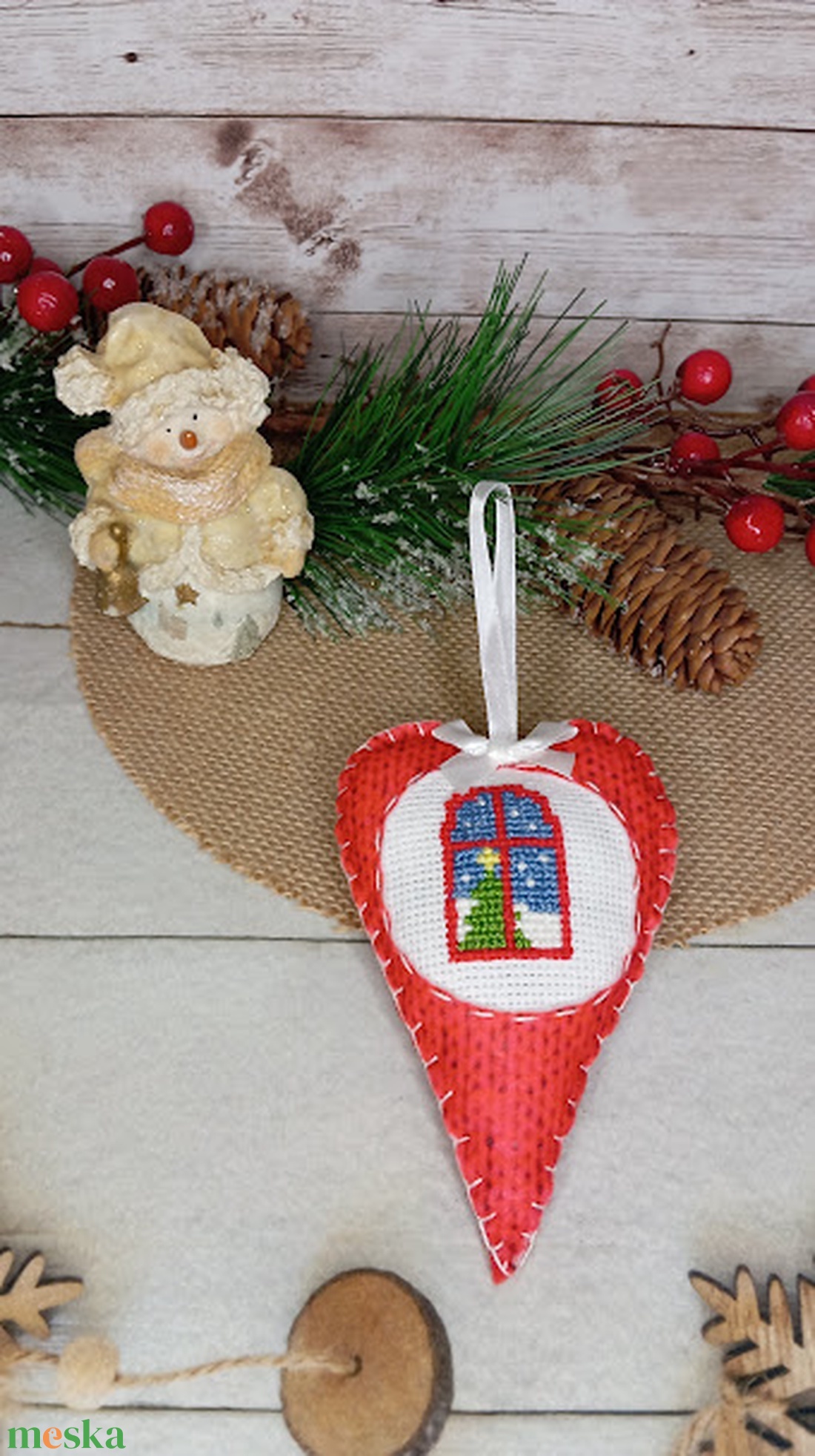 Keresztszemes fenyődísz - karácsony - karácsonyi lakásdekoráció - karácsonyfadíszek - Meska.hu