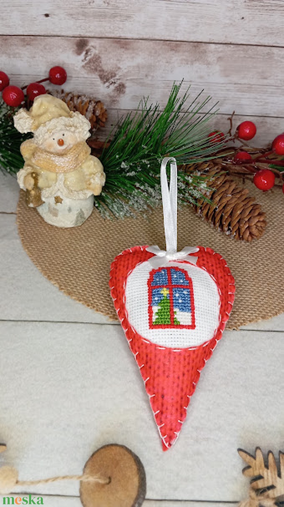 Keresztszemes fenyődísz - karácsony - karácsonyi lakásdekoráció - karácsonyfadíszek - Meska.hu