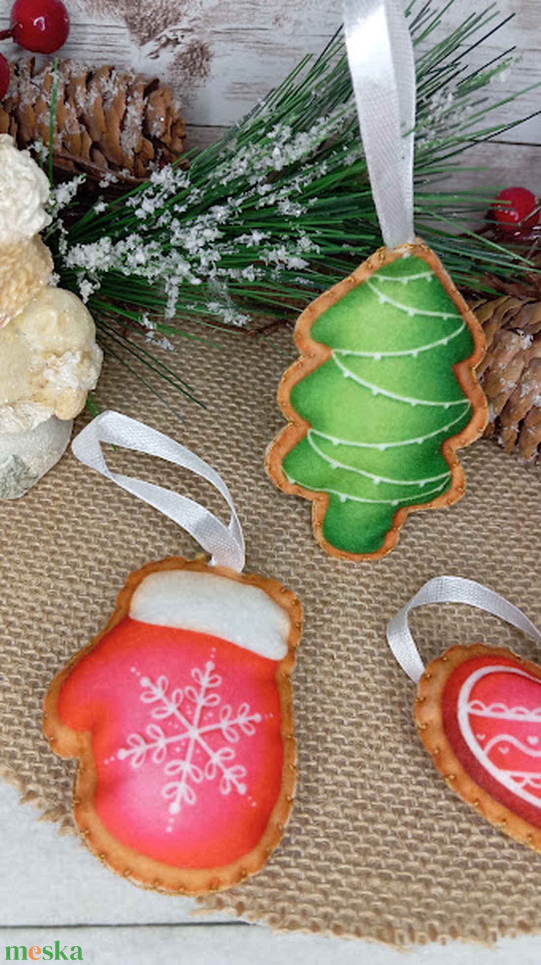 Filc karácsonyfa dísz csomag - karácsony - karácsonyi lakásdekoráció - karácsonyfadíszek - Meska.hu