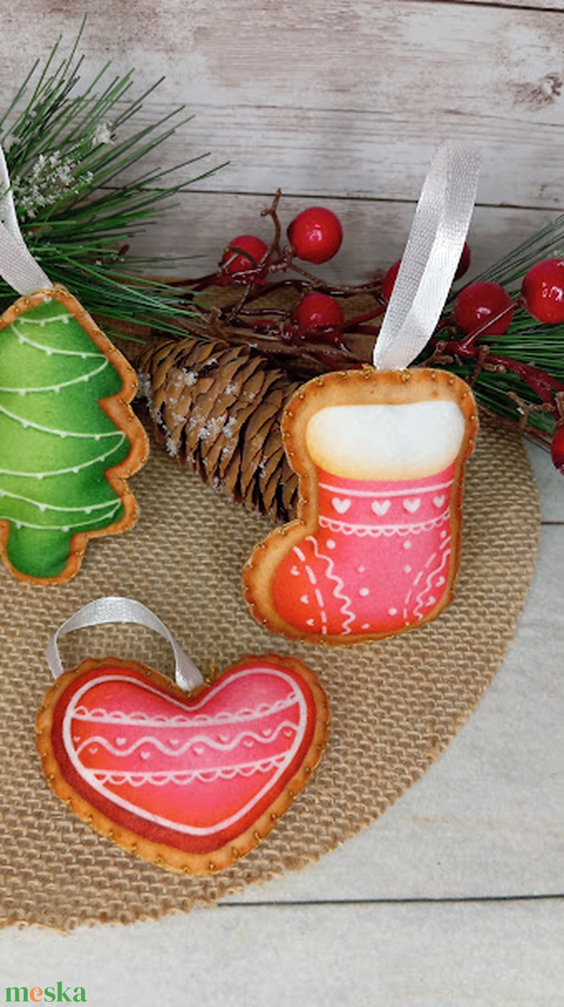 Filc karácsonyfa dísz csomag - karácsony - karácsonyi lakásdekoráció - karácsonyfadíszek - Meska.hu