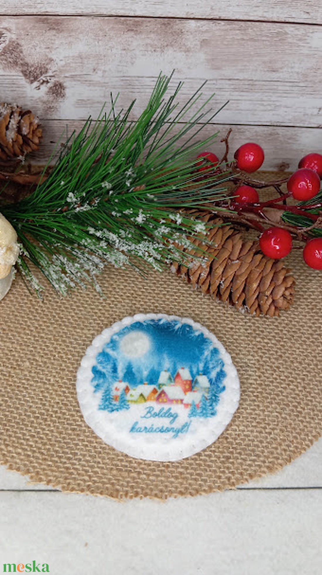 Karácsonyi falu-hűtőmágnes - karácsony - karácsonyi lakásdekoráció - karácsonyi lakásdíszek - Meska.hu