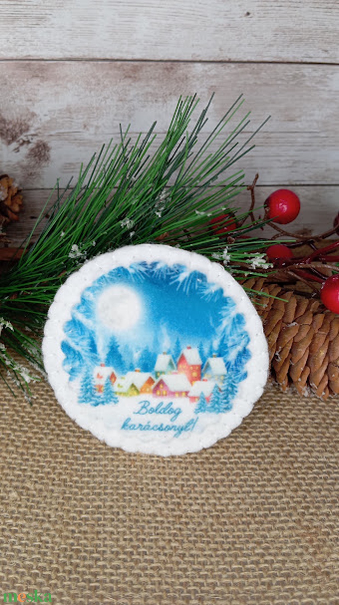 Karácsonyi falu-hűtőmágnes - karácsony - karácsonyi lakásdekoráció - karácsonyi lakásdíszek - Meska.hu