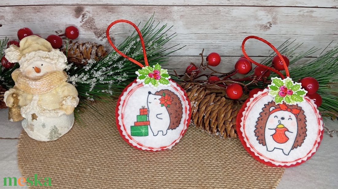 Sünis karácsonyi díszek - karácsony - karácsonyi lakásdekoráció - karácsonyfadíszek - Meska.hu