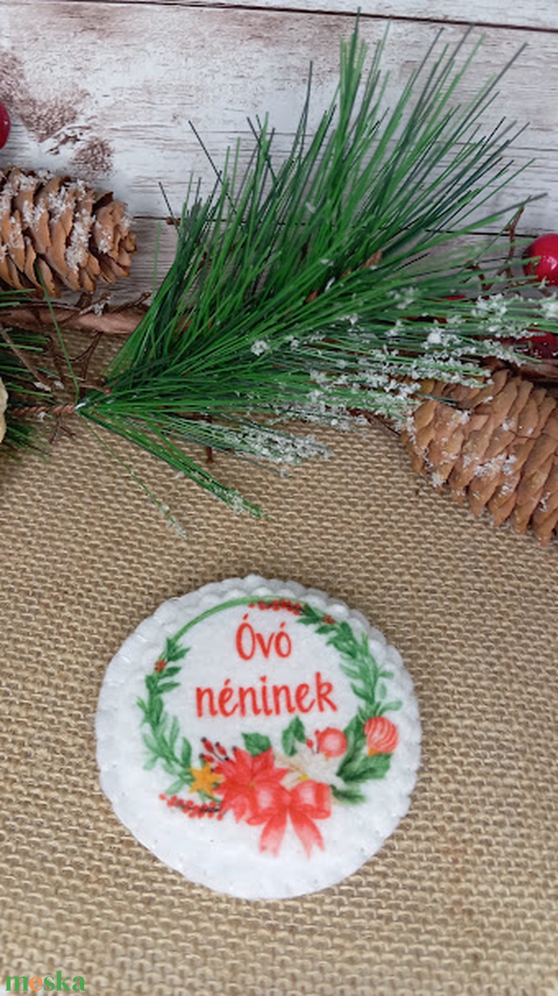 Óvó néninek- Karácsonyi hűtőmágnes - karácsony - karácsonyi lakásdekoráció - karácsonyi lakásdíszek - Meska.hu