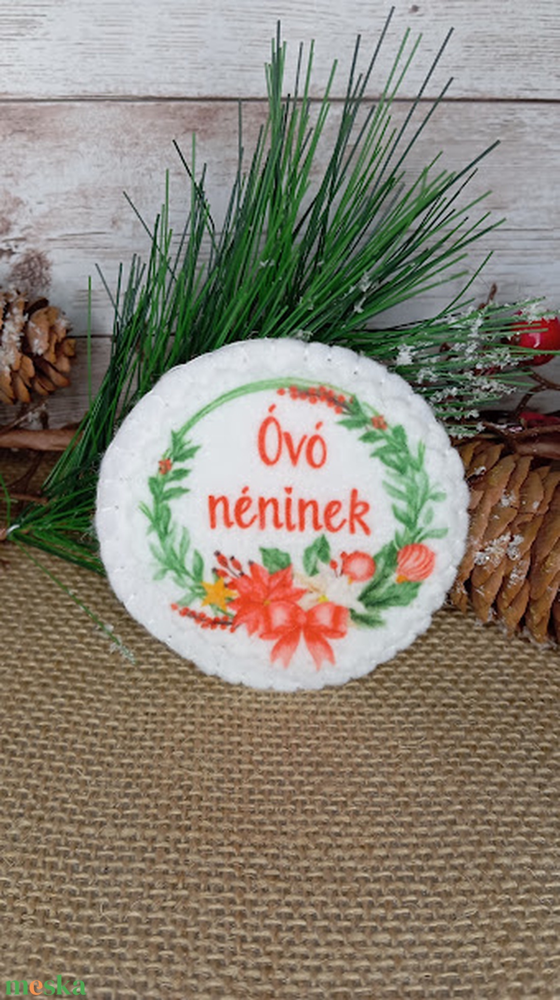 Óvó néninek- Karácsonyi hűtőmágnes - karácsony - karácsonyi lakásdekoráció - karácsonyi lakásdíszek - Meska.hu