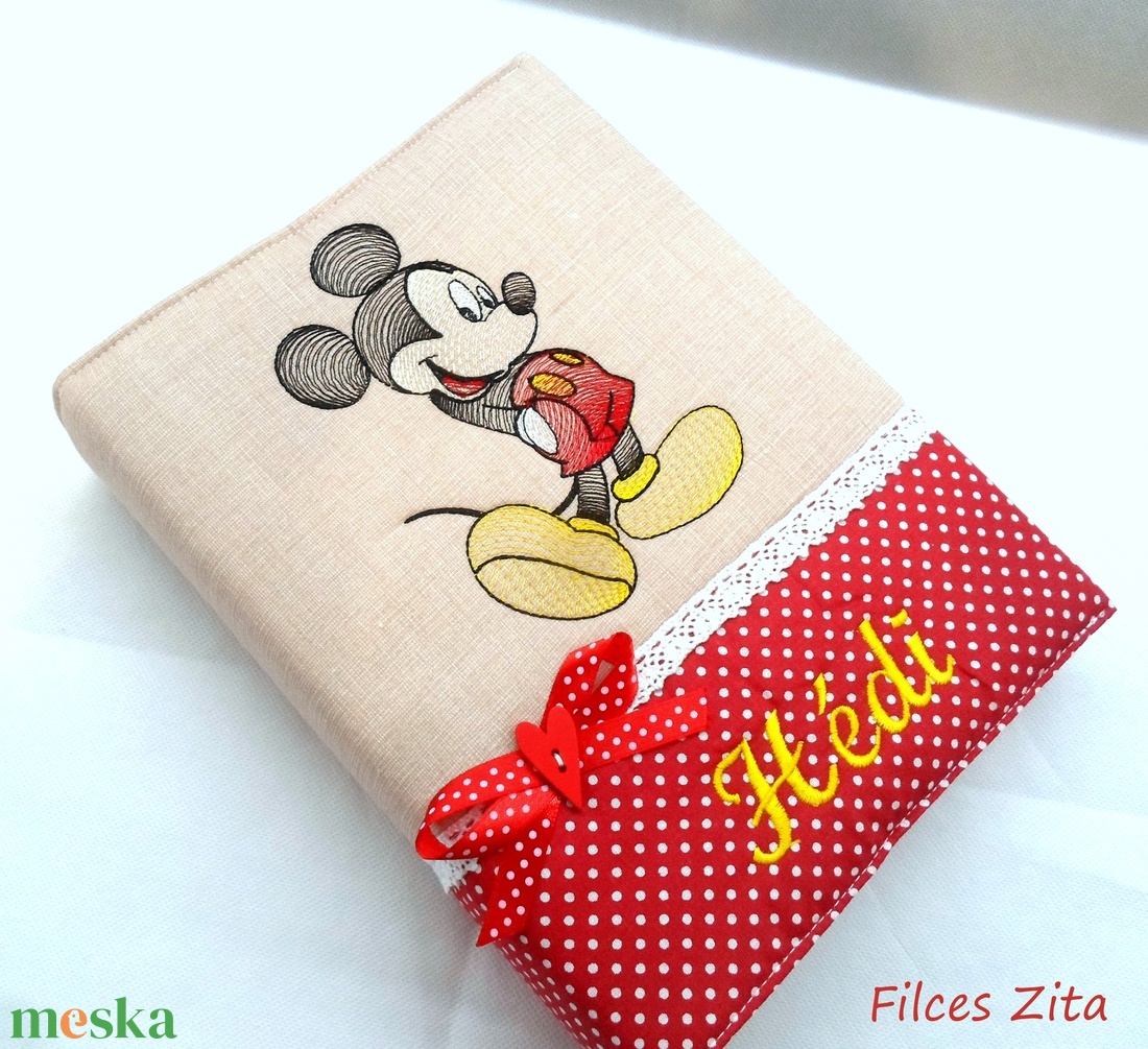 Mickey egeres fotóalbum hímzett névvel - textil fényképalbum  - otthon & lakás - papír írószer - album & fotóalbum - Meska.hu