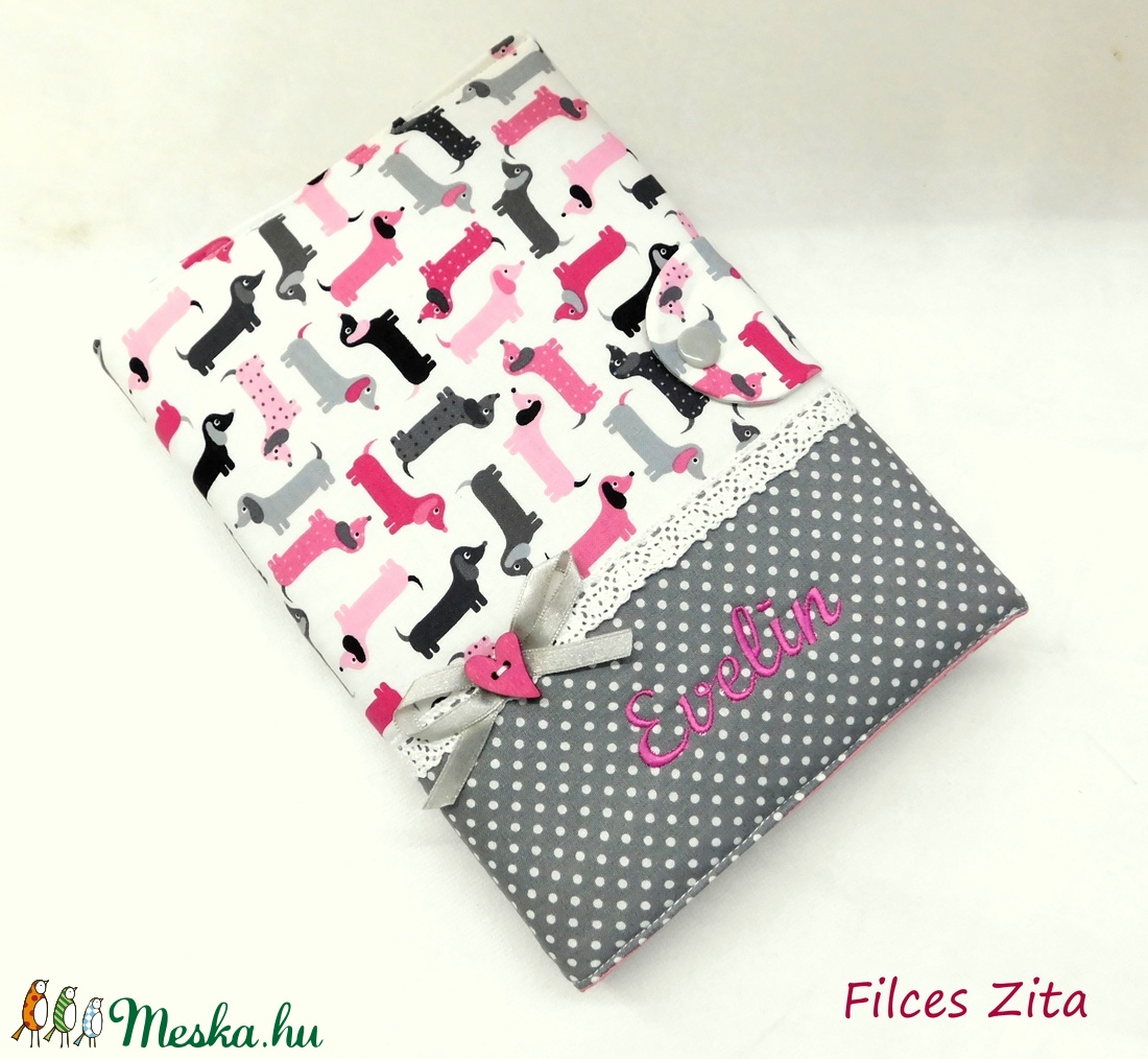 Tacskós textil jegyzetfüzet -    kutyás pamut füzetborító - otthon & életmód - papír, írószer - jegyzetfüzet & napló - Meska.hu