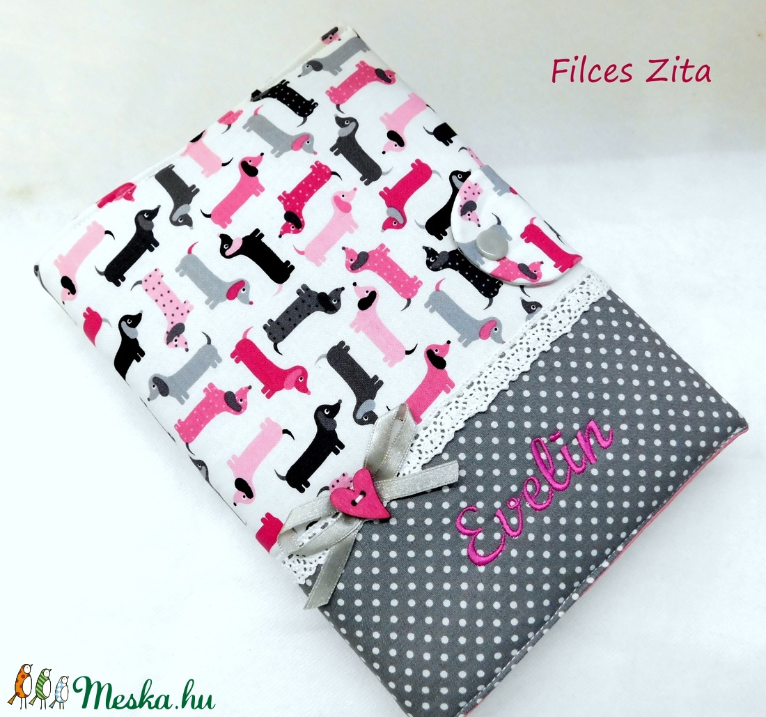 Tacskós textil jegyzetfüzet -    kutyás pamut füzetborító - otthon & életmód - papír, írószer - jegyzetfüzet & napló - Meska.hu