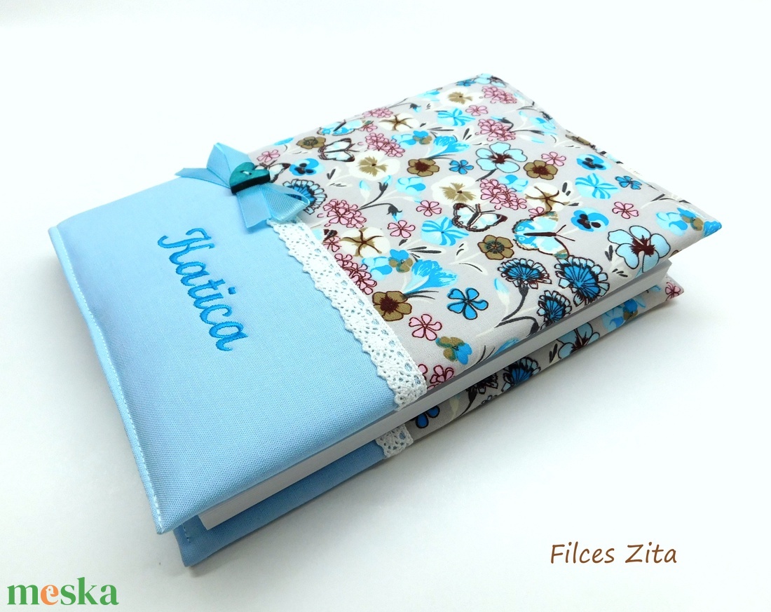 Virágos pillangós egyedi napló - napló névhímzéssel  - otthon & lakás - papír írószer - jegyzetfüzet & napló - Meska.hu