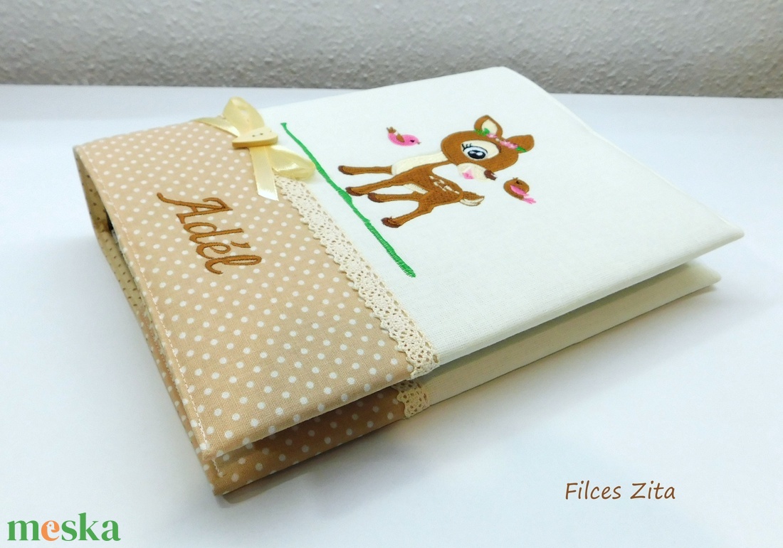 Bambis őzikés baba fotóalbum hímzett névvel - hímzett egyedi fényképalbum  - otthon & életmód - papír, írószer - album & fotóalbum - Meska.hu