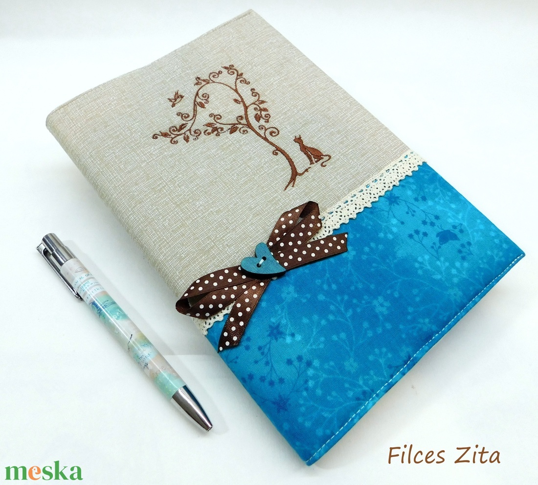 A5 határidőnapló hímzett borítóval  - CICÁS - névhímzéssel  - otthon & életmód - papír, írószer - jegyzetfüzet & napló - Meska.hu