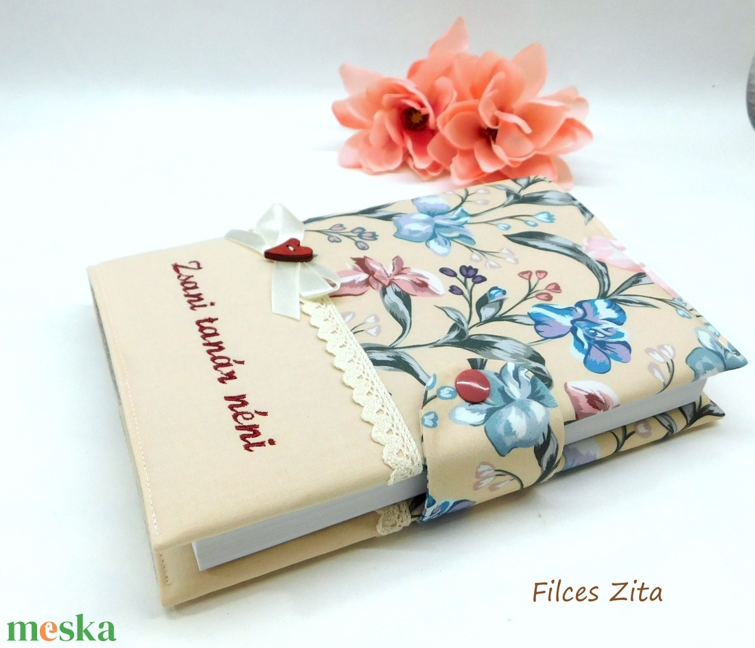 Virágos napló névhímzéssel  - otthon & életmód - papír, írószer - jegyzetfüzet & napló - Meska.hu